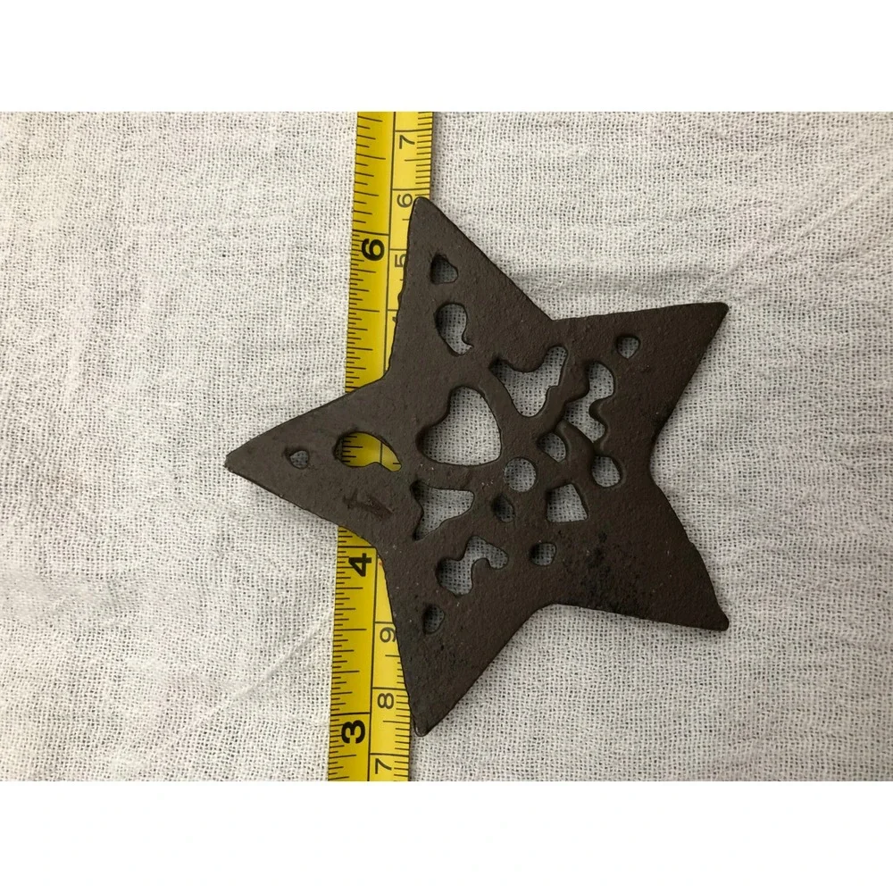 Vintage Rustic Cast Iron Star Trivet Heart Scroll Design Farmhouse Decor 3